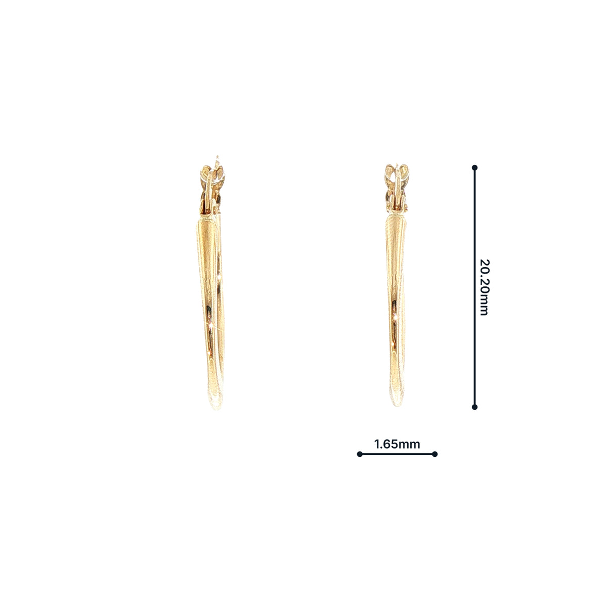 Plain Medium Flat Square Hoop Earring in 9ct Yellow Gold