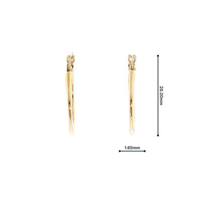 Plain Medium Flat Square Hoop Earring in 9ct Yellow Gold