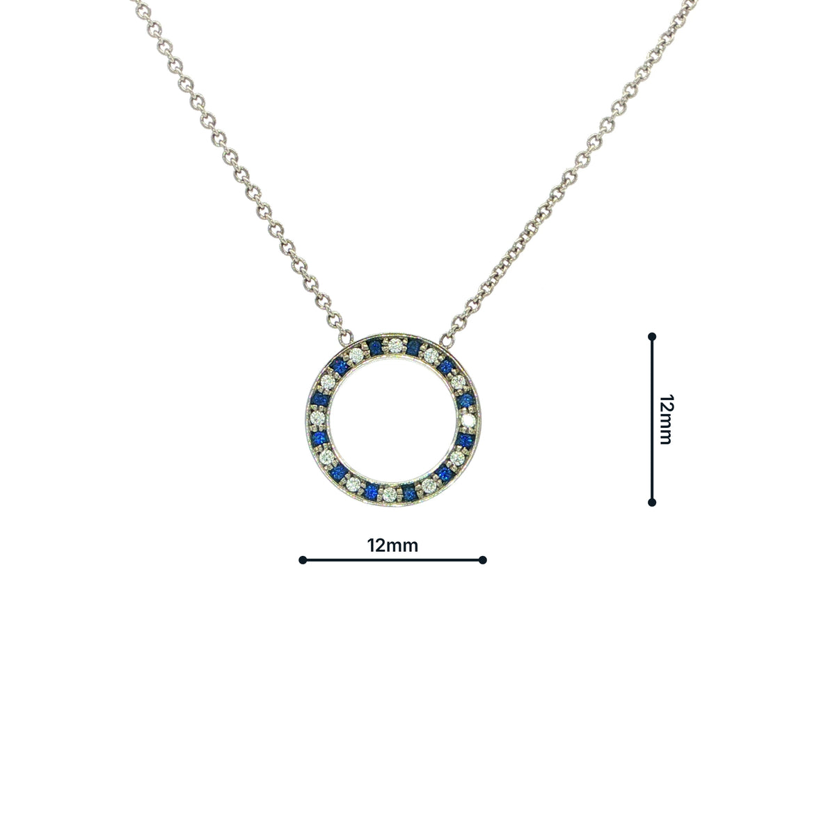 Sapphire And Diamond Circular Necklace Set In Platinum