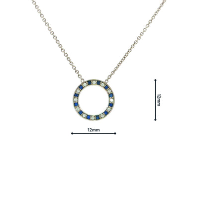 Sapphire And Diamond Circular Necklace Set In Platinum