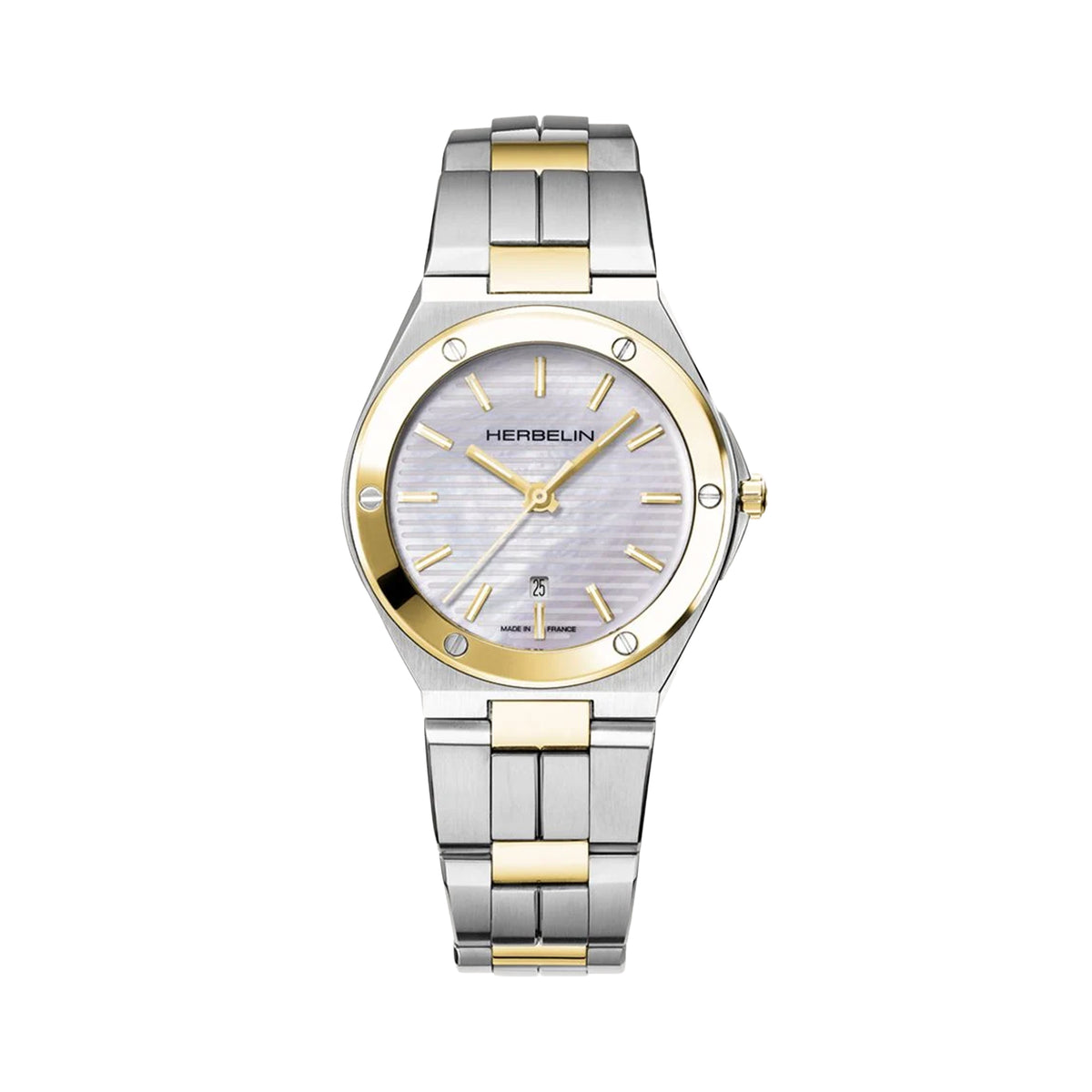 Ladies Herbelin Camarat Round Two-Toned and Mother-of-Pearl Baton Dial on Bracelet