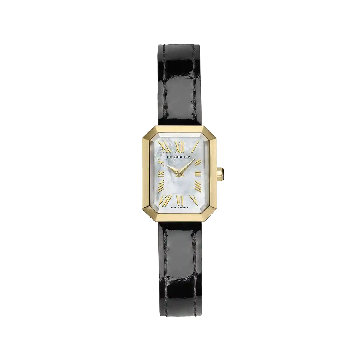 Ladies Herbelin Octogone Gold-Plated and Mother-of-Pearl Roman Numerals Dial on Strap