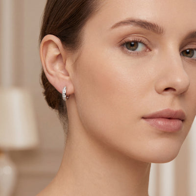 0.28ct Natural Diamond Small Hoop Earrings in 18ct White Gold
