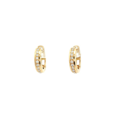 Natural Diamond Small Hoop Earrings in 18ct Yellow Gold