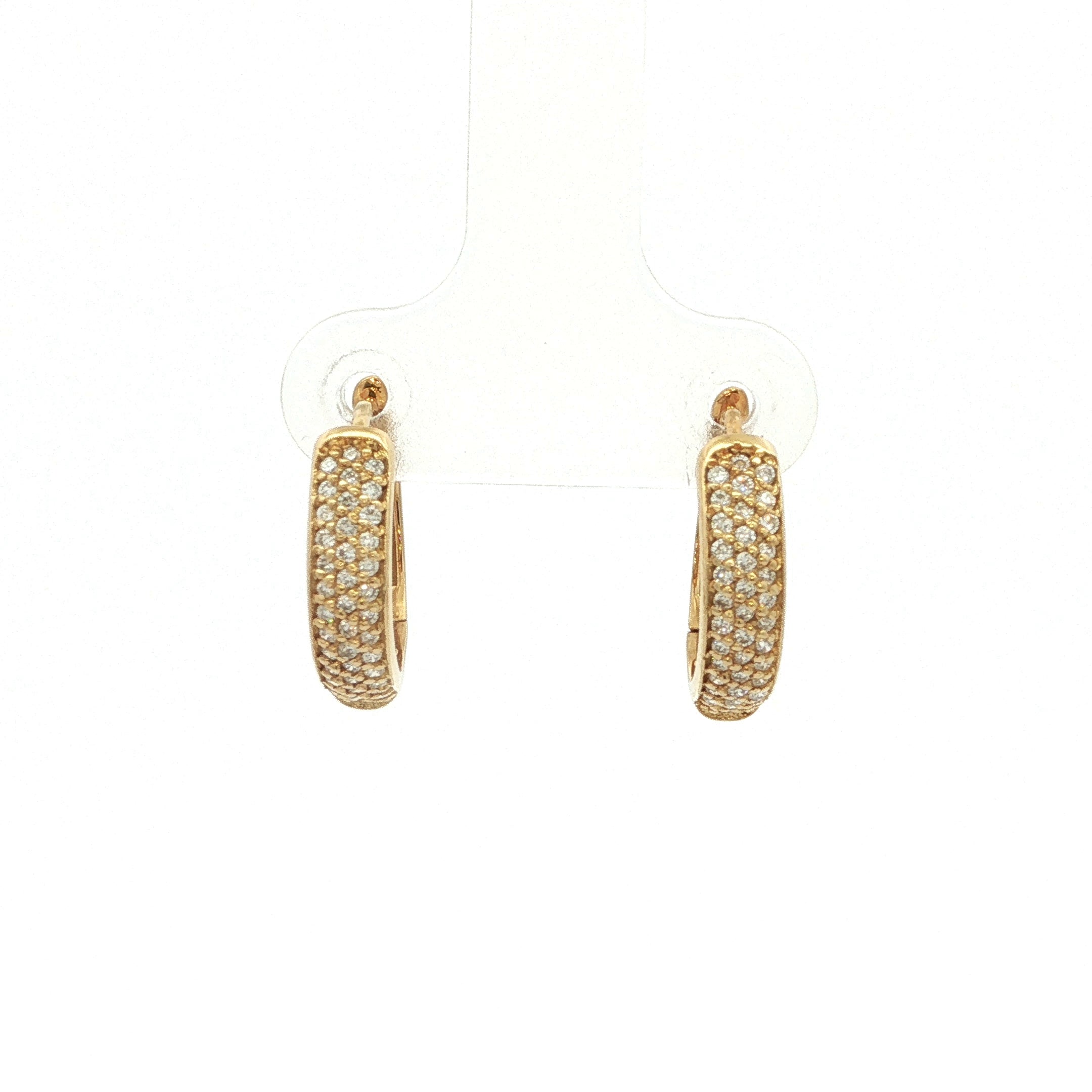 0.29ct Natural Diamond Pave Set Hoop Earrings set in 18ct Yellow Gold