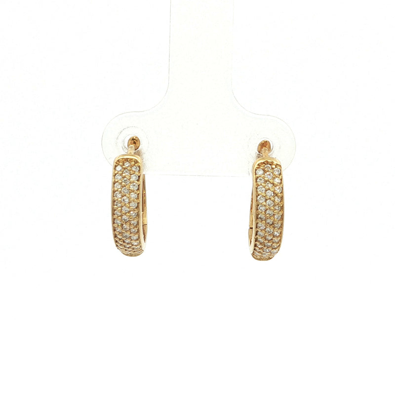 0.29ct Natural Diamond Pave Set Hoop Earrings set in 18ct Yellow Gold