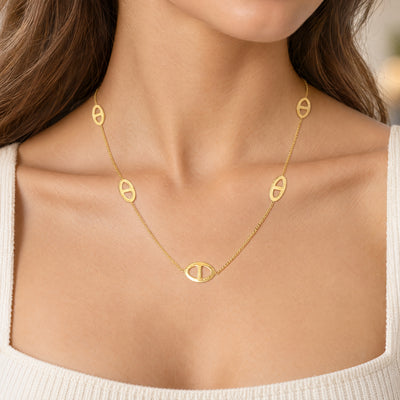 Trace Chain Gucci Links Necklet in 9ct Yellow Gold
