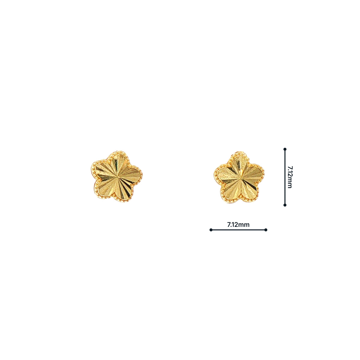 Sunburst Flower Stud Earrings in 9ct Yellow Gold