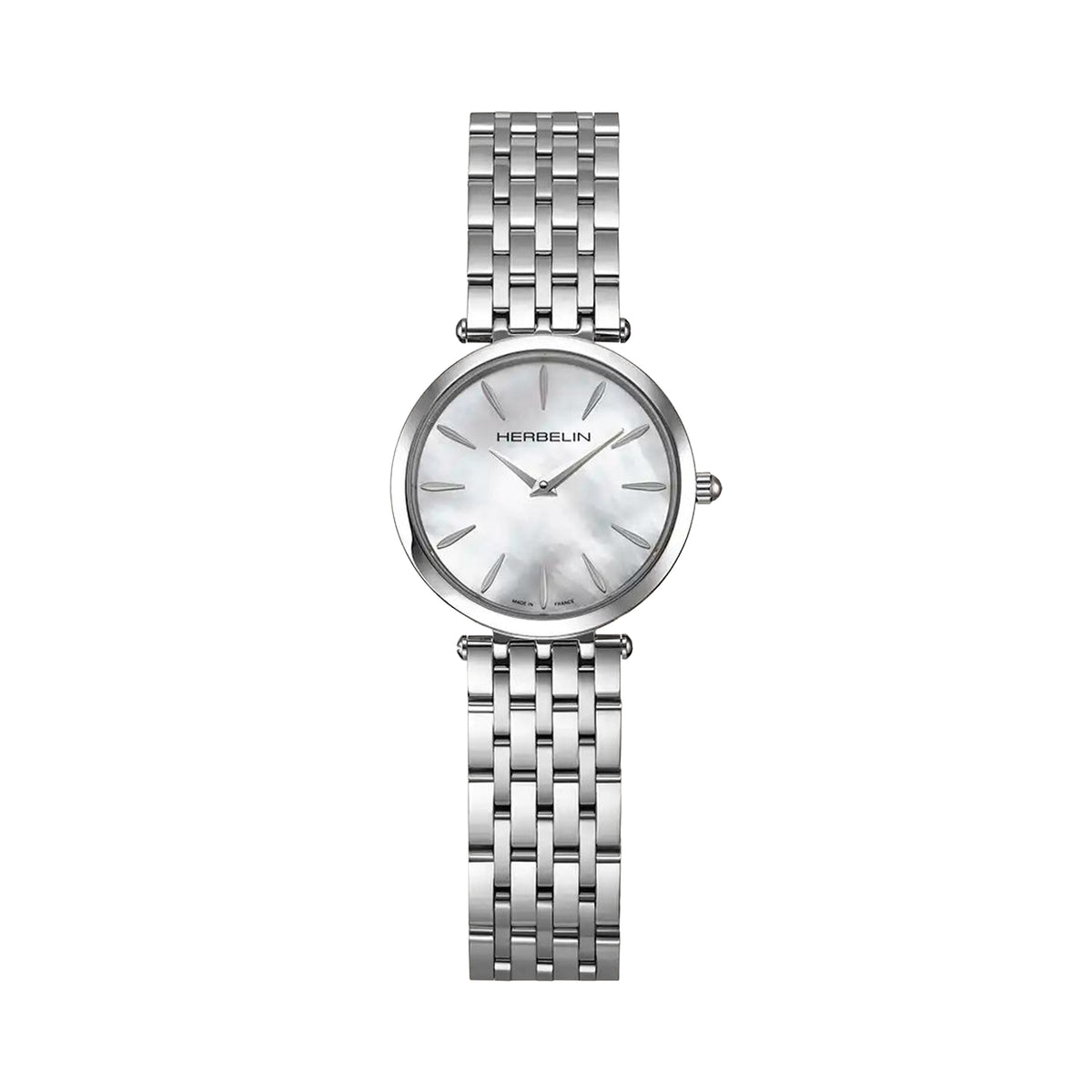 Ladies Herbelin Epsilon Round Stainless Steel and Mother-of-Pearl on Bracelet