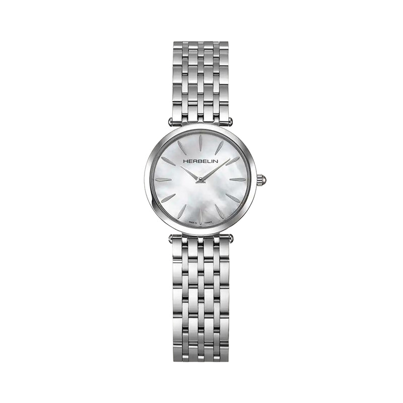 Ladies Herbelin Epsilon Round Stainless Steel and Mother-of-Pearl on Bracelet