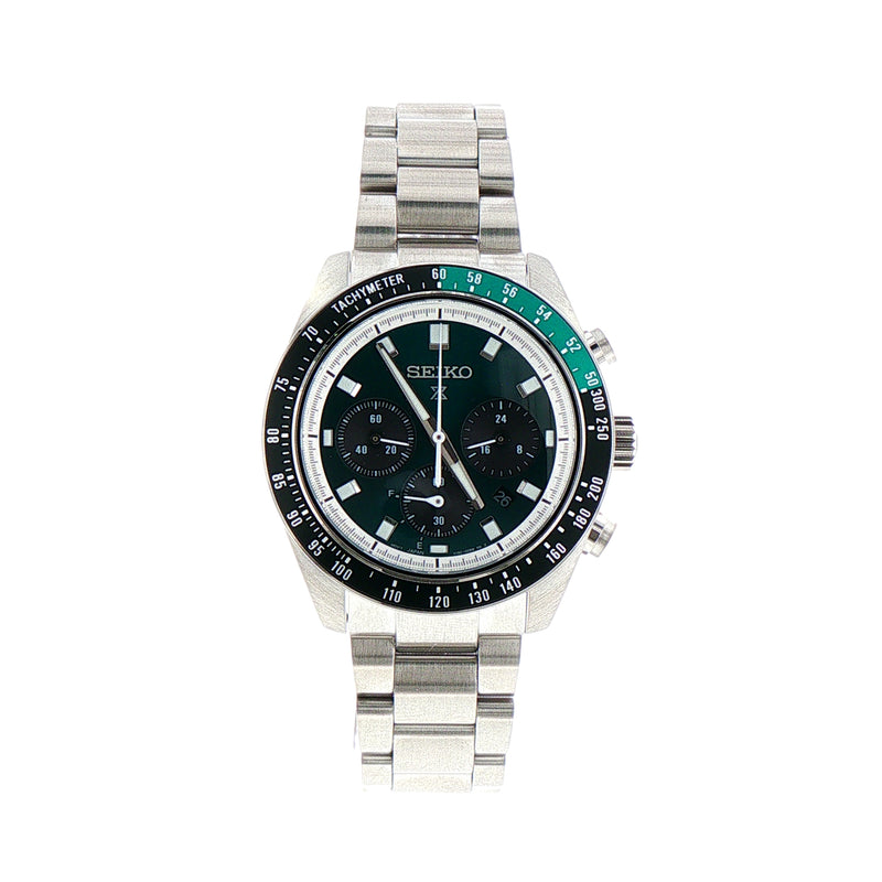 Gents Seiko Prospex Green Dial Chronograph Watch in Stainless Steel