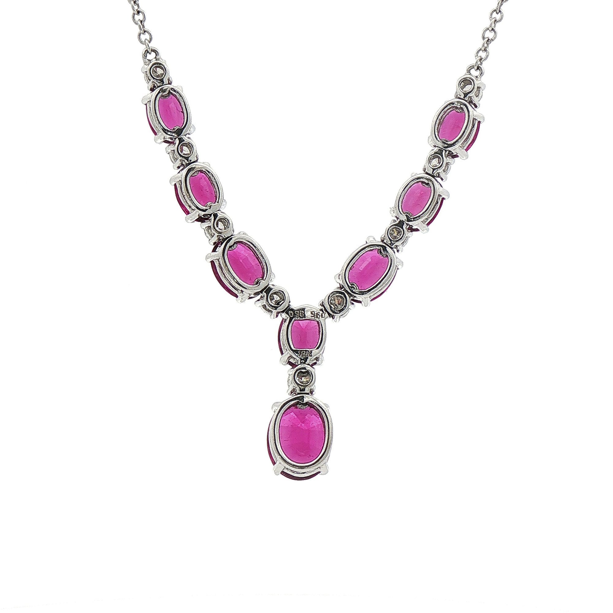9.60ct Rubellite & 1.01ct Natural Diamond Necklet in 18ct White Gold