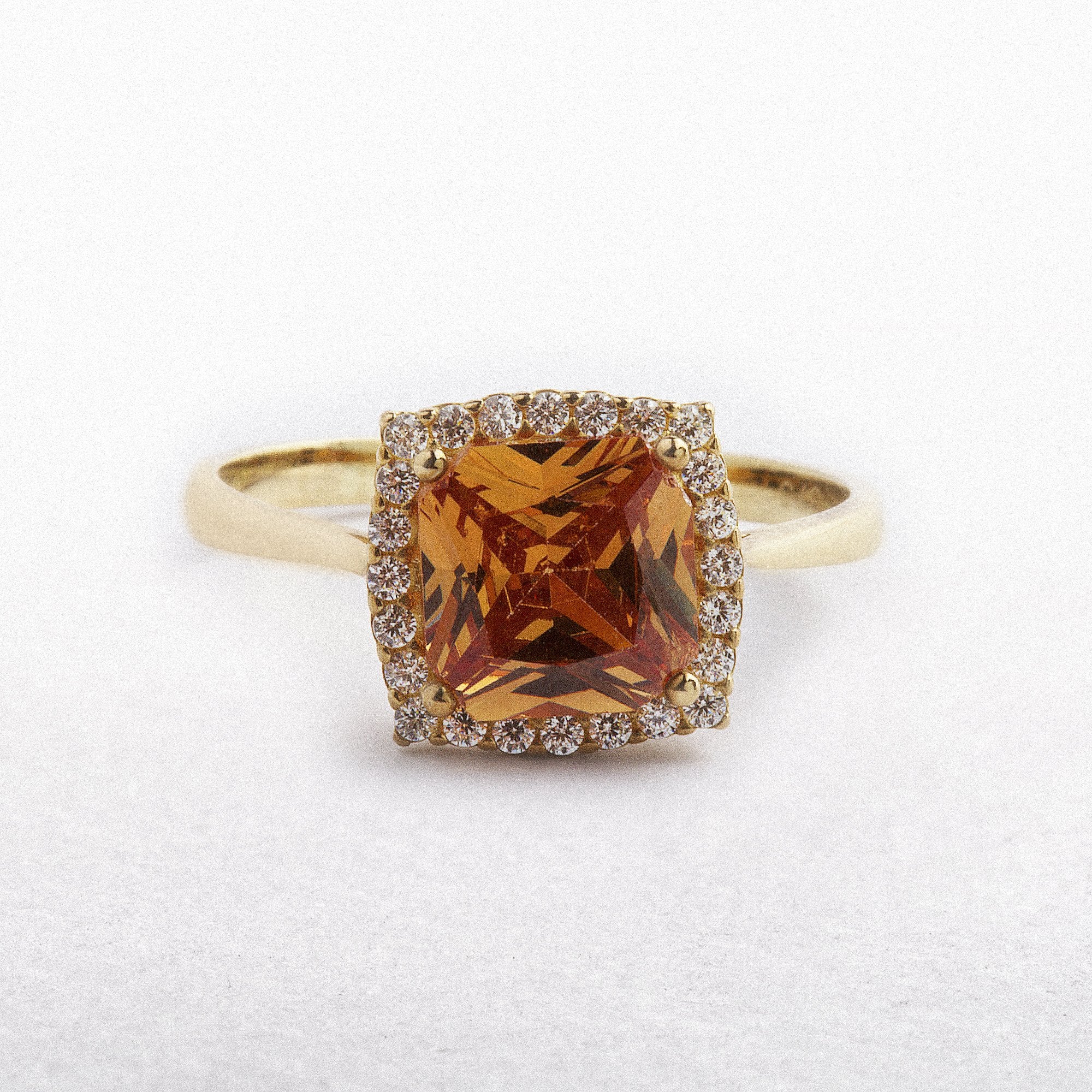 9ct Citrine & Cubic Zirconia Dress Ring
