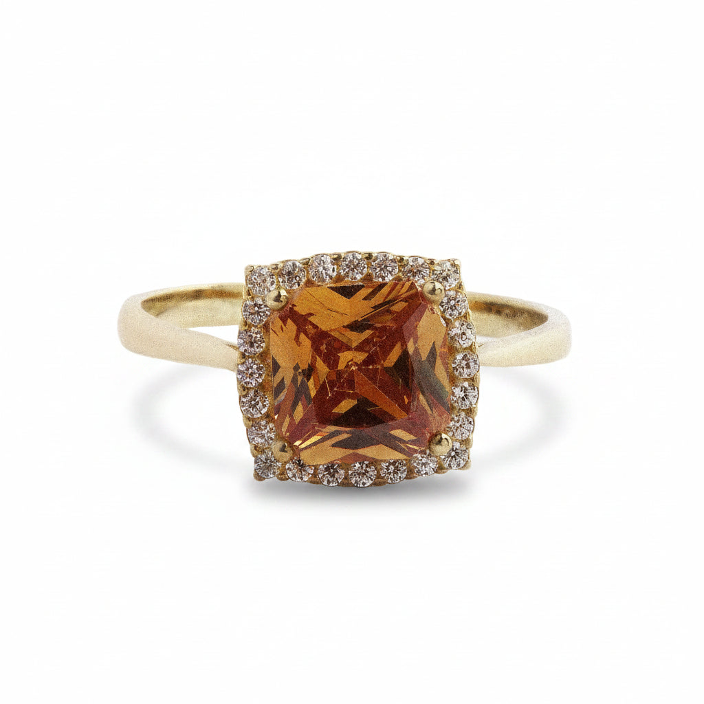 9ct Citrine & Cubic Zirconia Dress Ring