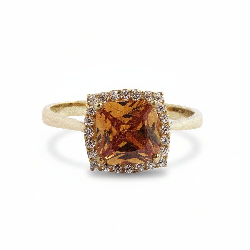 9ct Citrine & Cubic Zirconia Dress Ring