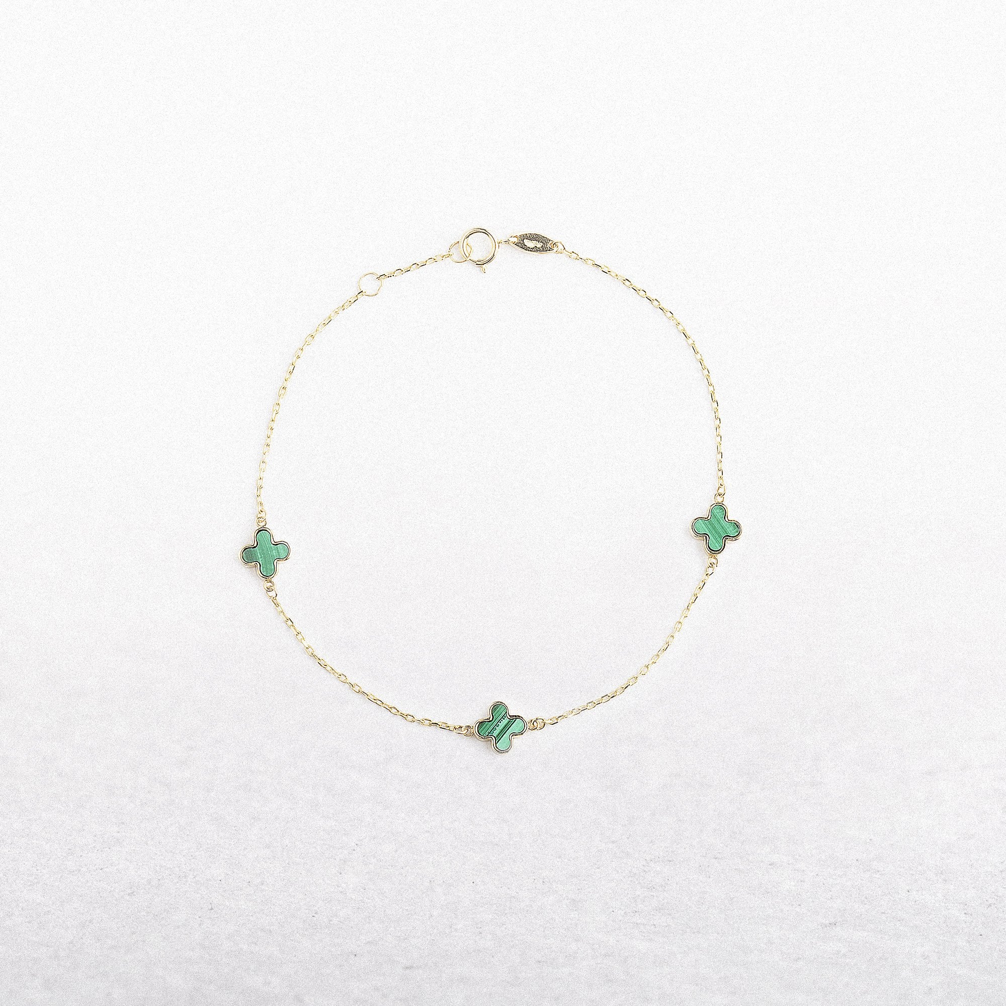 9ct Clover Malachite Bracelet