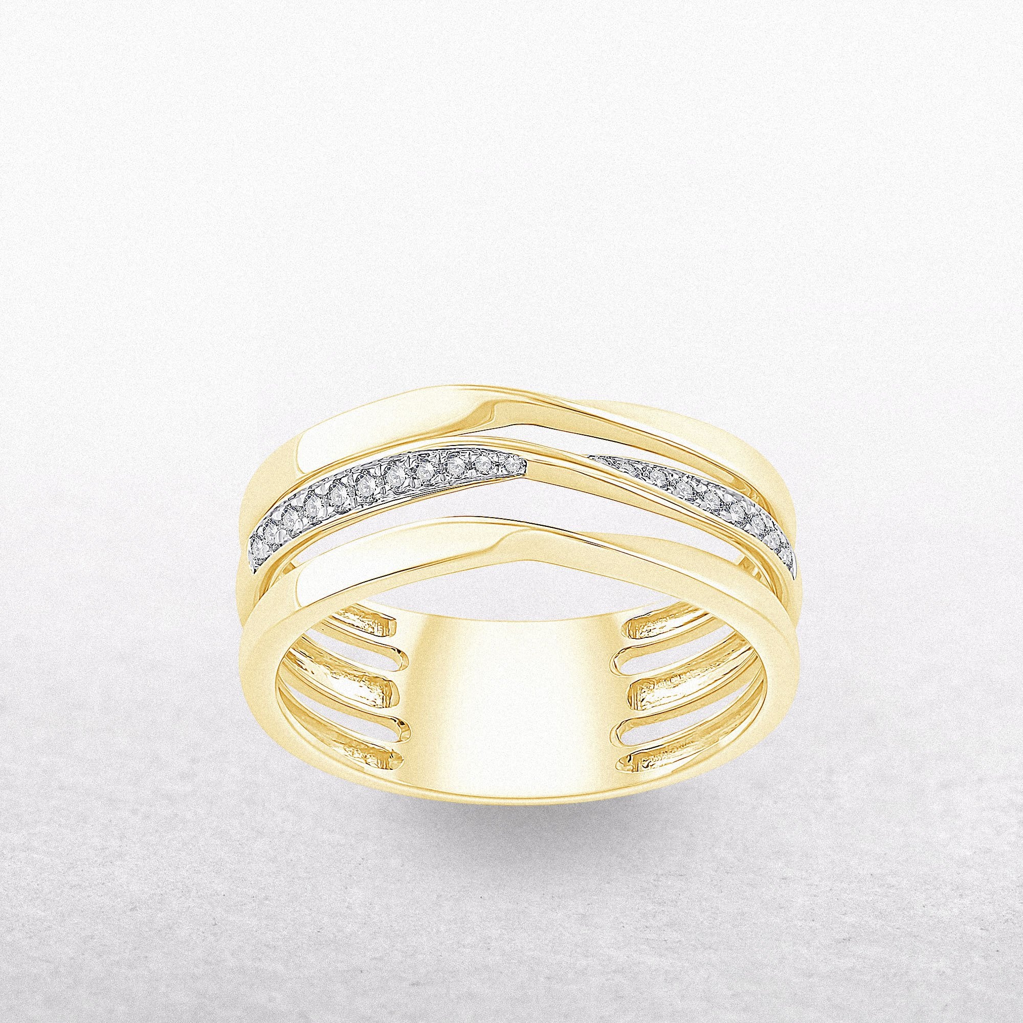 9ct White Gold 0.10ct Diamond Three Band Set Dress Ring