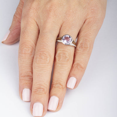 9ct White Gold Amythyst Natural Diamond Dress Ring