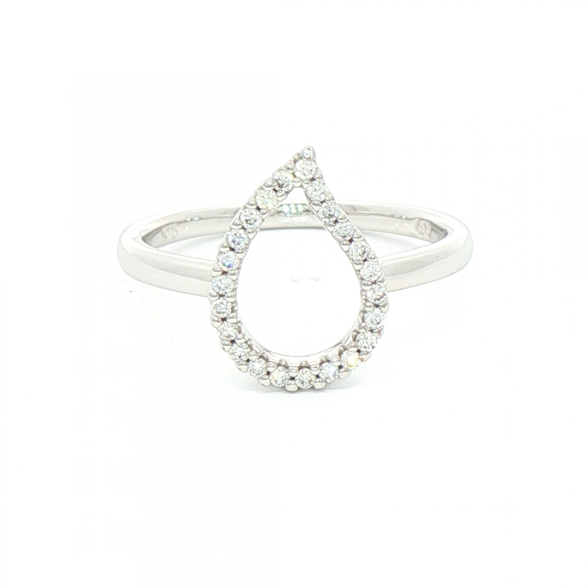 9ct White Gold Natural Diamond Pear Shape Dress Ring