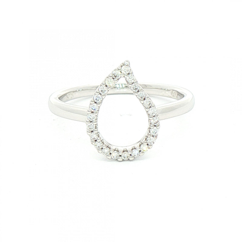 9ct White Gold Natural Diamond Pear Shape Dress Ring