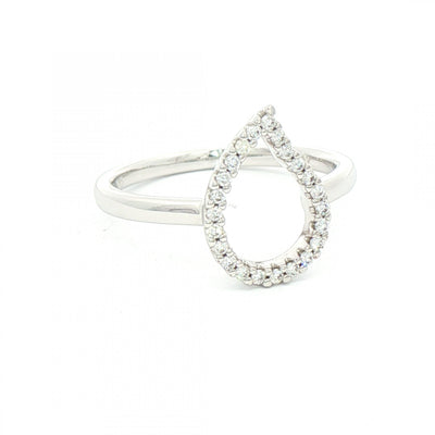 9ct White Gold Natural Diamond Pear Shape Dress Ring