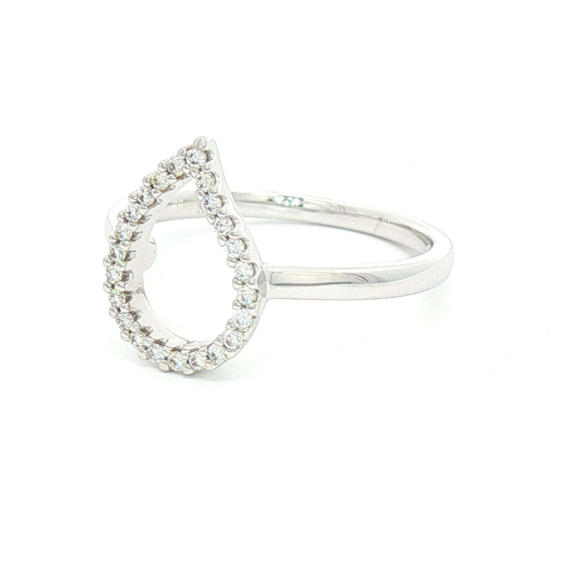 9ct White Gold Natural Diamond Pear Shape Dress Ring