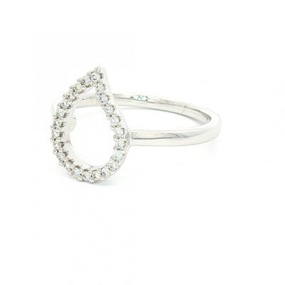9ct White Gold Natural Diamond Pear Shape Dress Ring