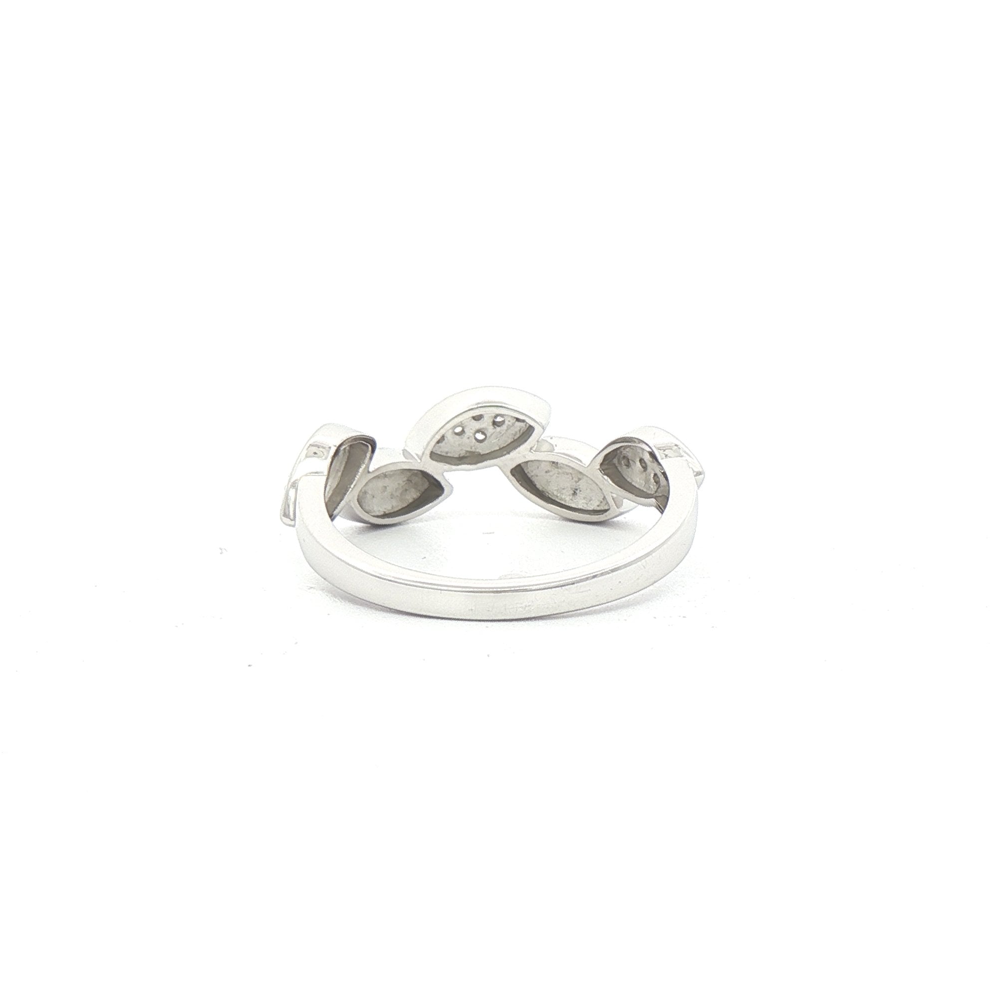 9ct White Gold Natural Diamond Set Leaf Design Dress Ring