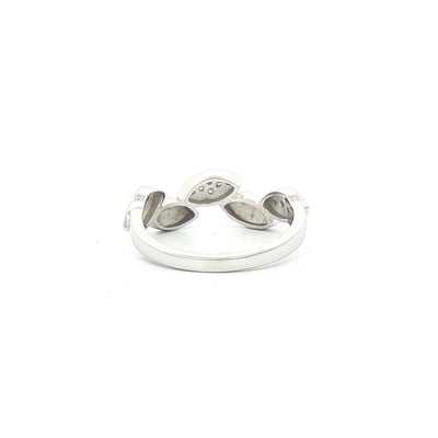 9ct White Gold Natural Diamond Set Leaf Design Dress Ring