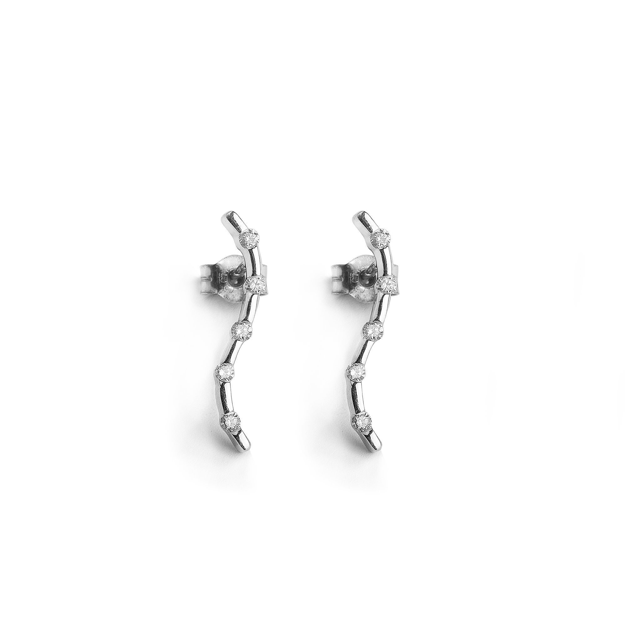 9ct White Gold S Shape Diamond Earring 0.18ct