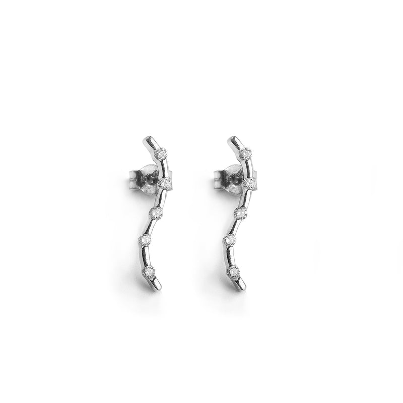 9ct White Gold S Shape Diamond Earring 0.18ct