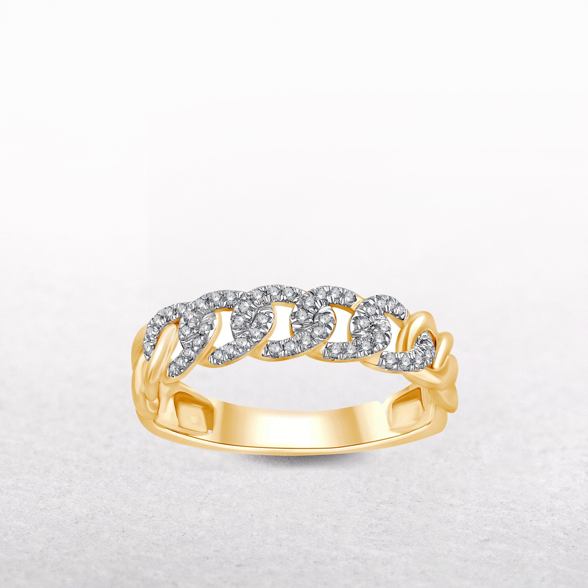 9ct Yellow Gold 0.12ct Diamond Cuban Link Set Dress Ring
