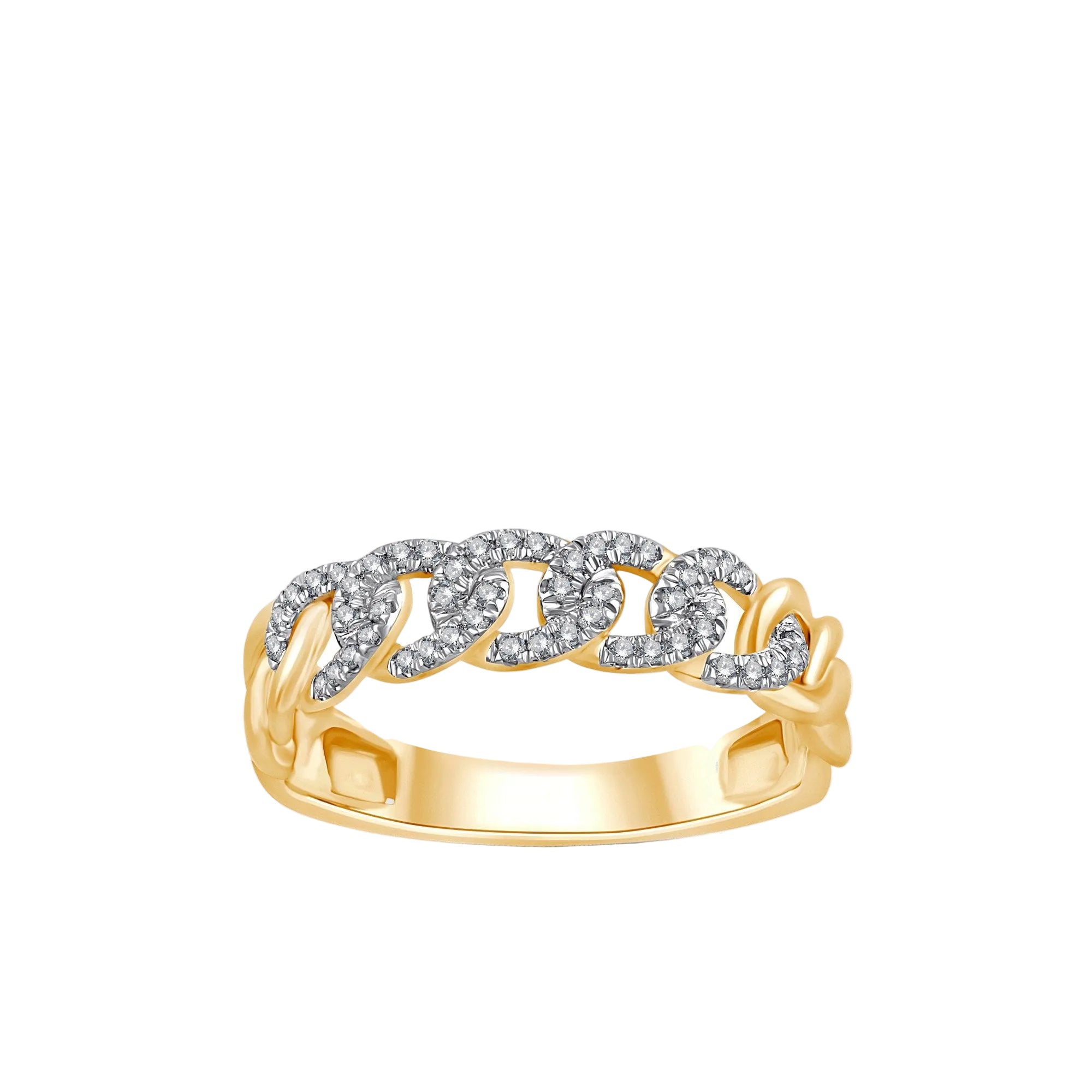 9ct Yellow Gold 0.12ct Diamond Cuban Link Set Dress Ring
