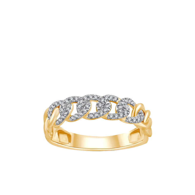 9ct Yellow Gold 0.12ct Diamond Cuban Link Set Dress Ring