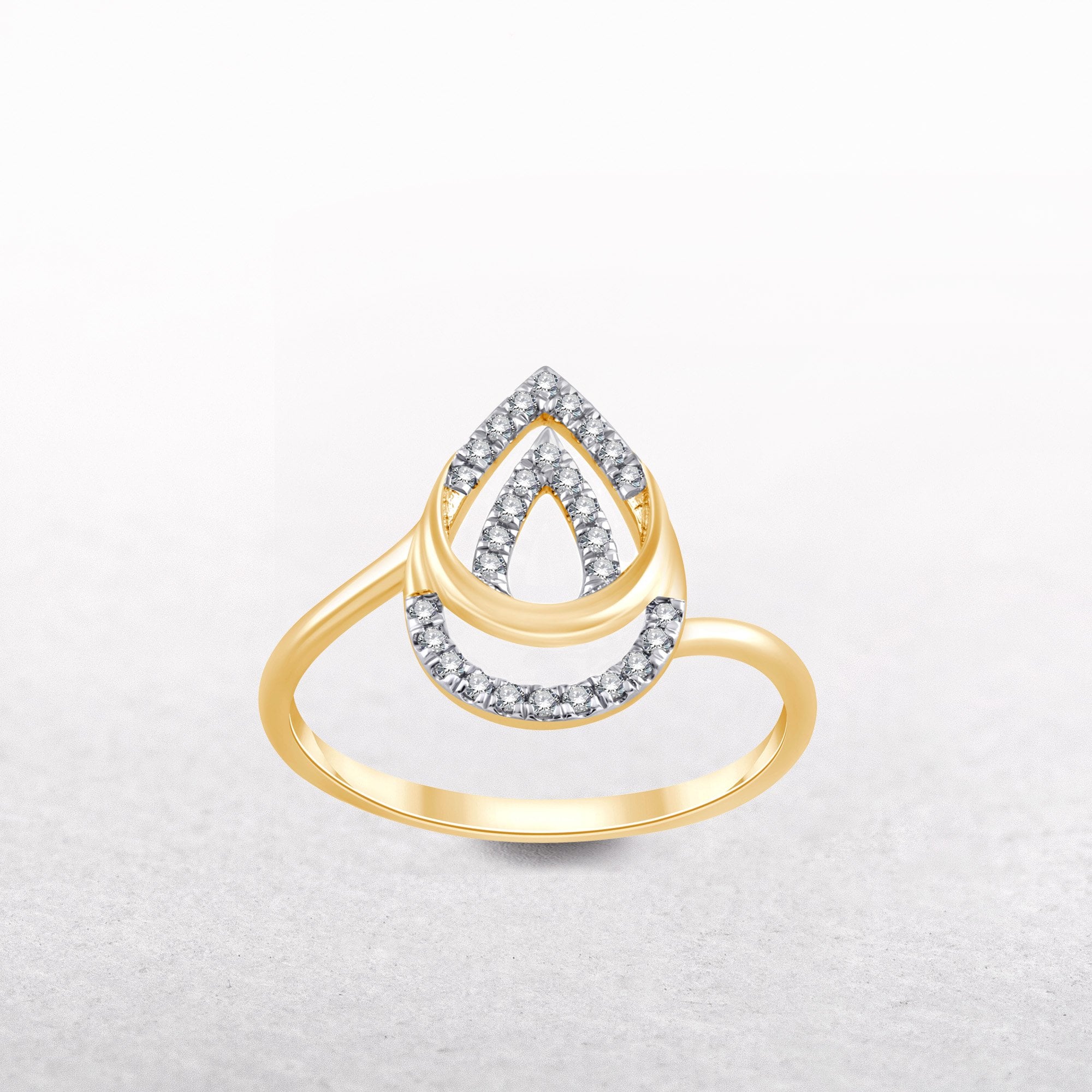 9ct Yellow Gold 0.13ct Diamond Double Pear Set Dress Ring