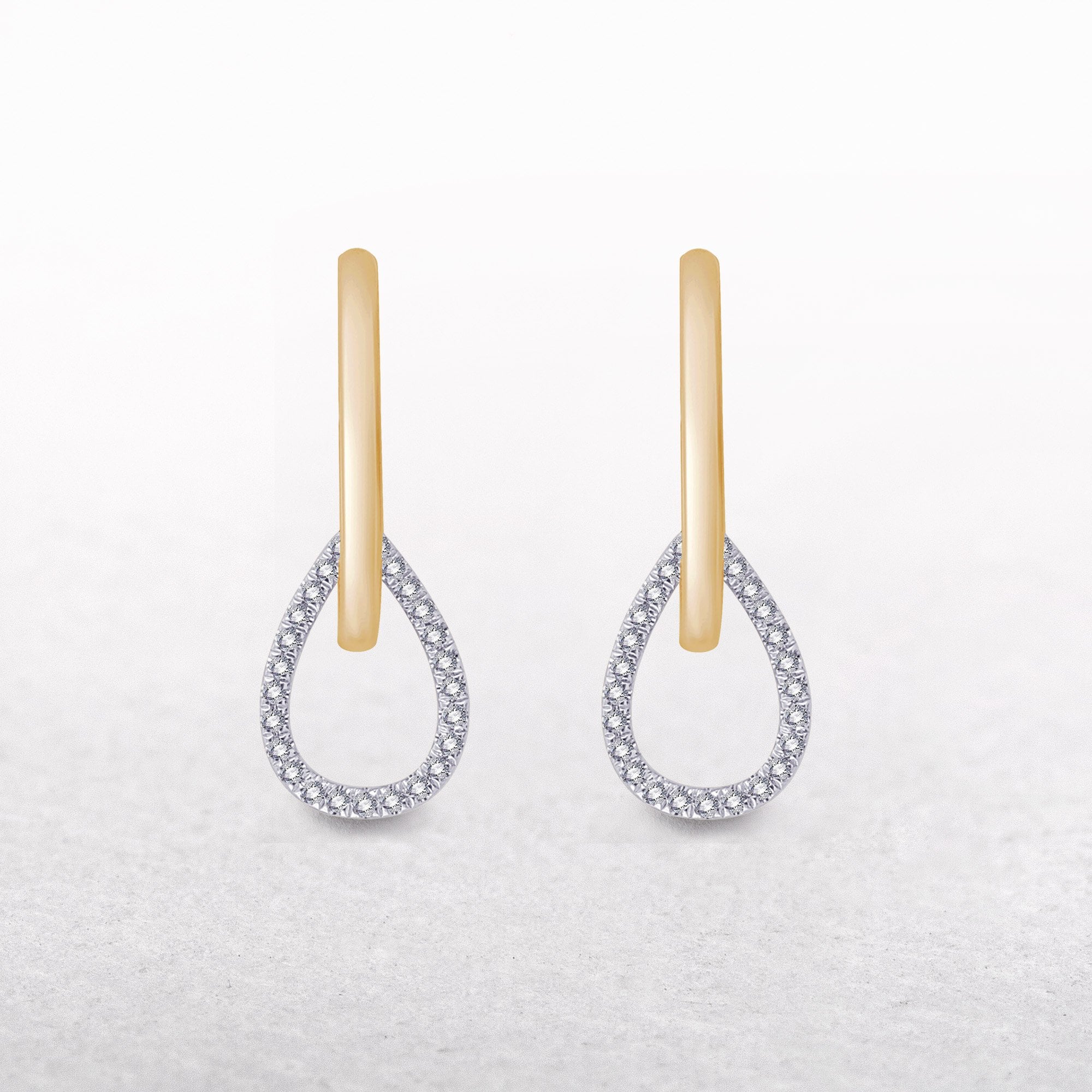 9ct Yellow Gold 0.14ct Diamond Hoop Earrings with Pear Drop