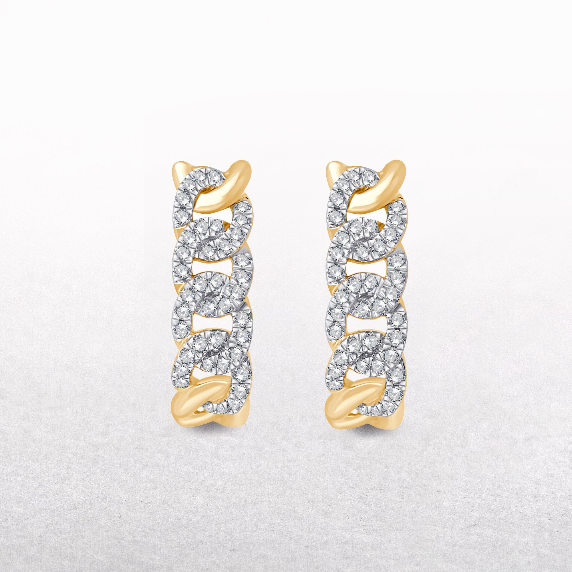 9ct Yellow Gold 0.20ct Diamond Cuban Link Drop Earrings