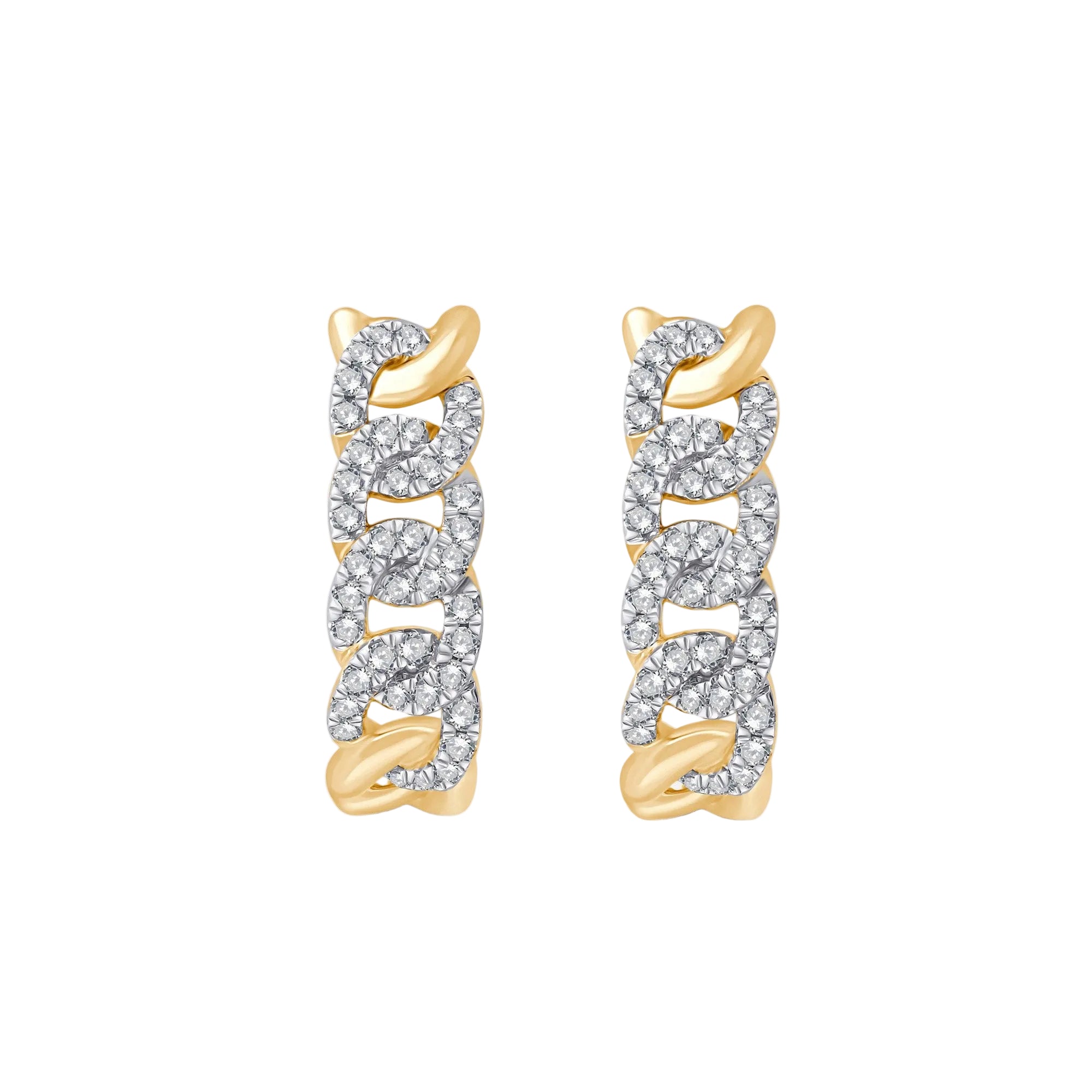 9ct Yellow Gold 0.20ct Diamond Cuban Link Drop Earrings