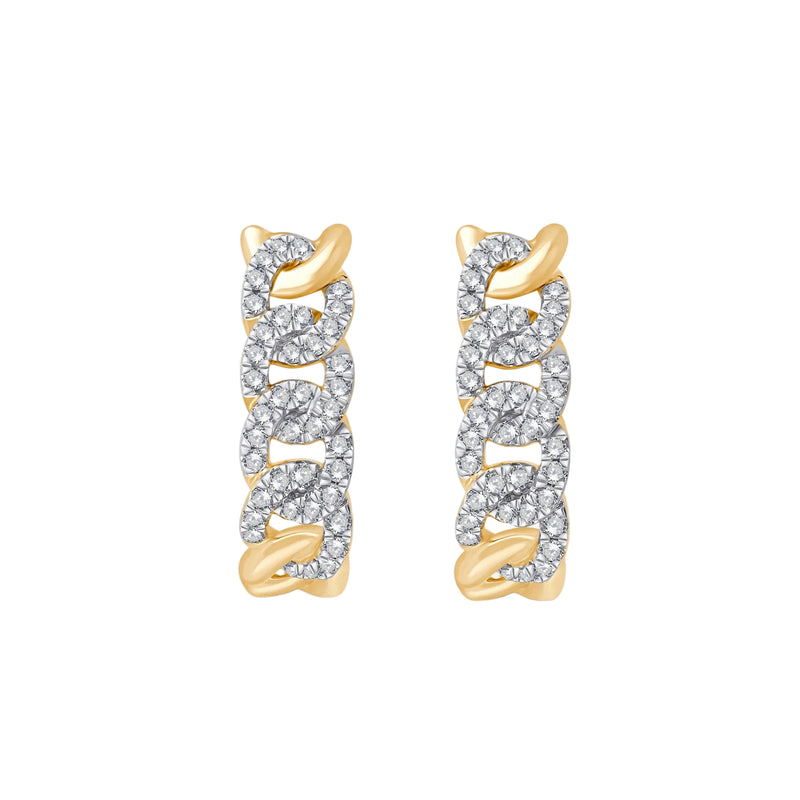 9ct Yellow Gold 0.20ct Diamond Cuban Link Drop Earrings