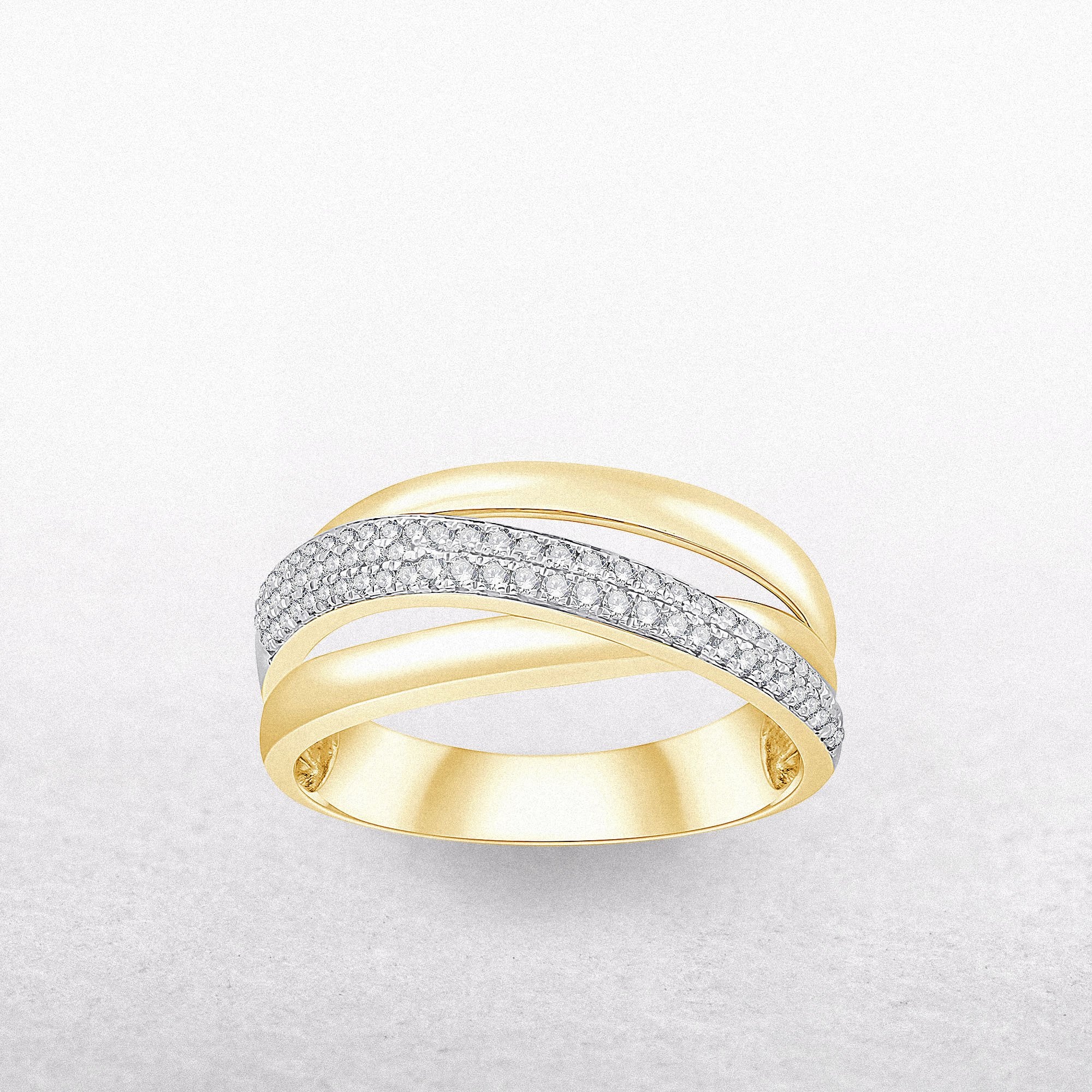9ct Yellow Gold 0.22ct Diamond Set Cross Over Dress Ring