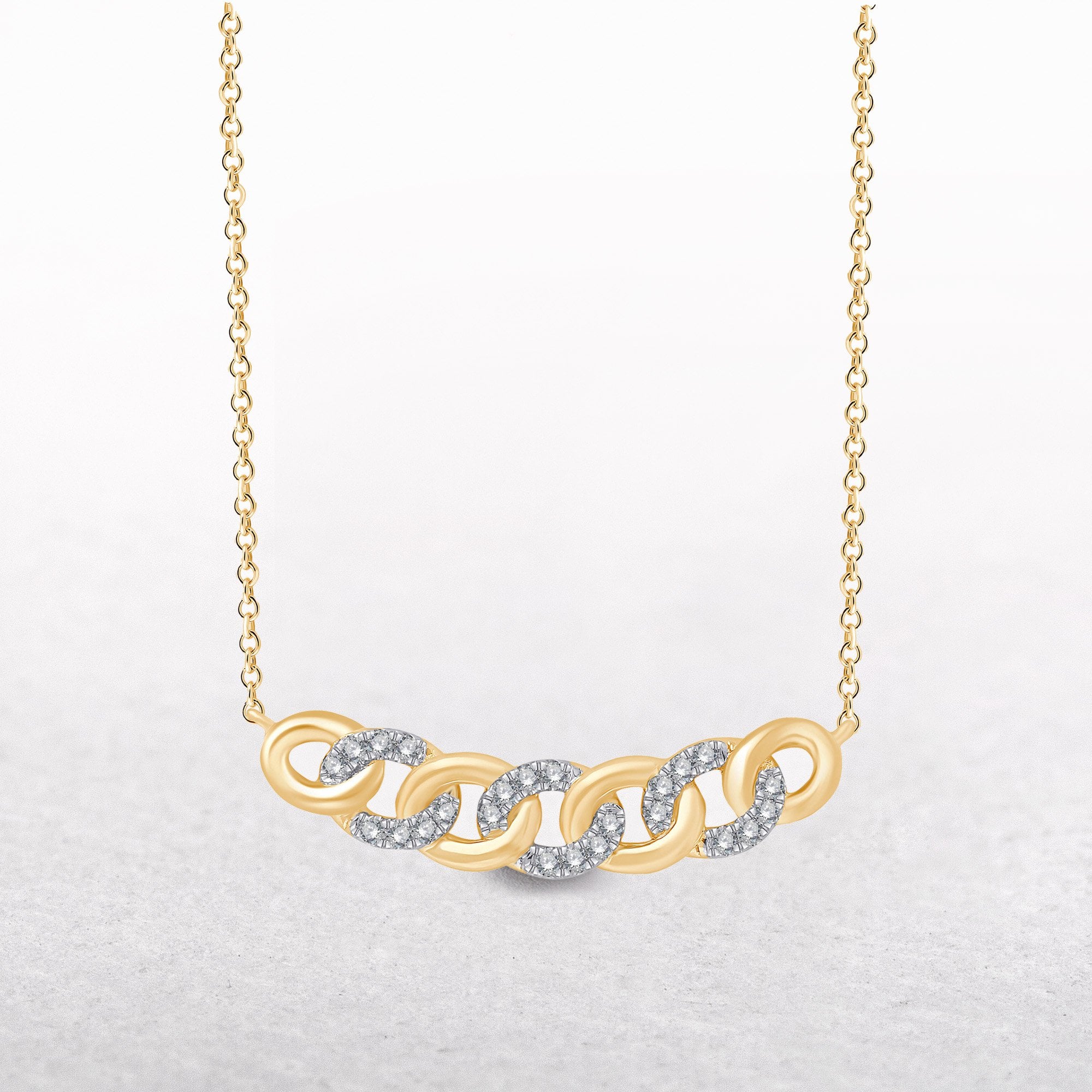9ct Yellow Gold .07ct Cuban Link Diamond Set Pendant