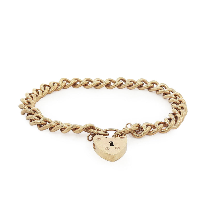 9ct Yellow Gold 28g Curb Bracelet with Padlock