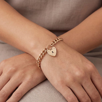 9ct Yellow Gold 28g Curb Bracelet with Padlock