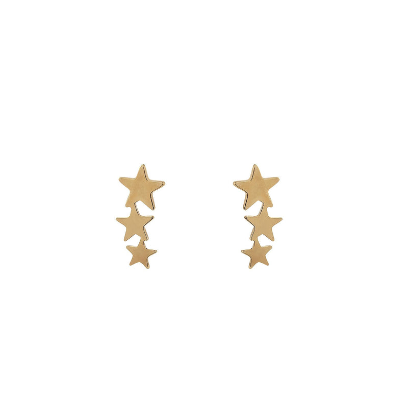 9ct Yellow Gold 3 Star Spray Stud Earrings