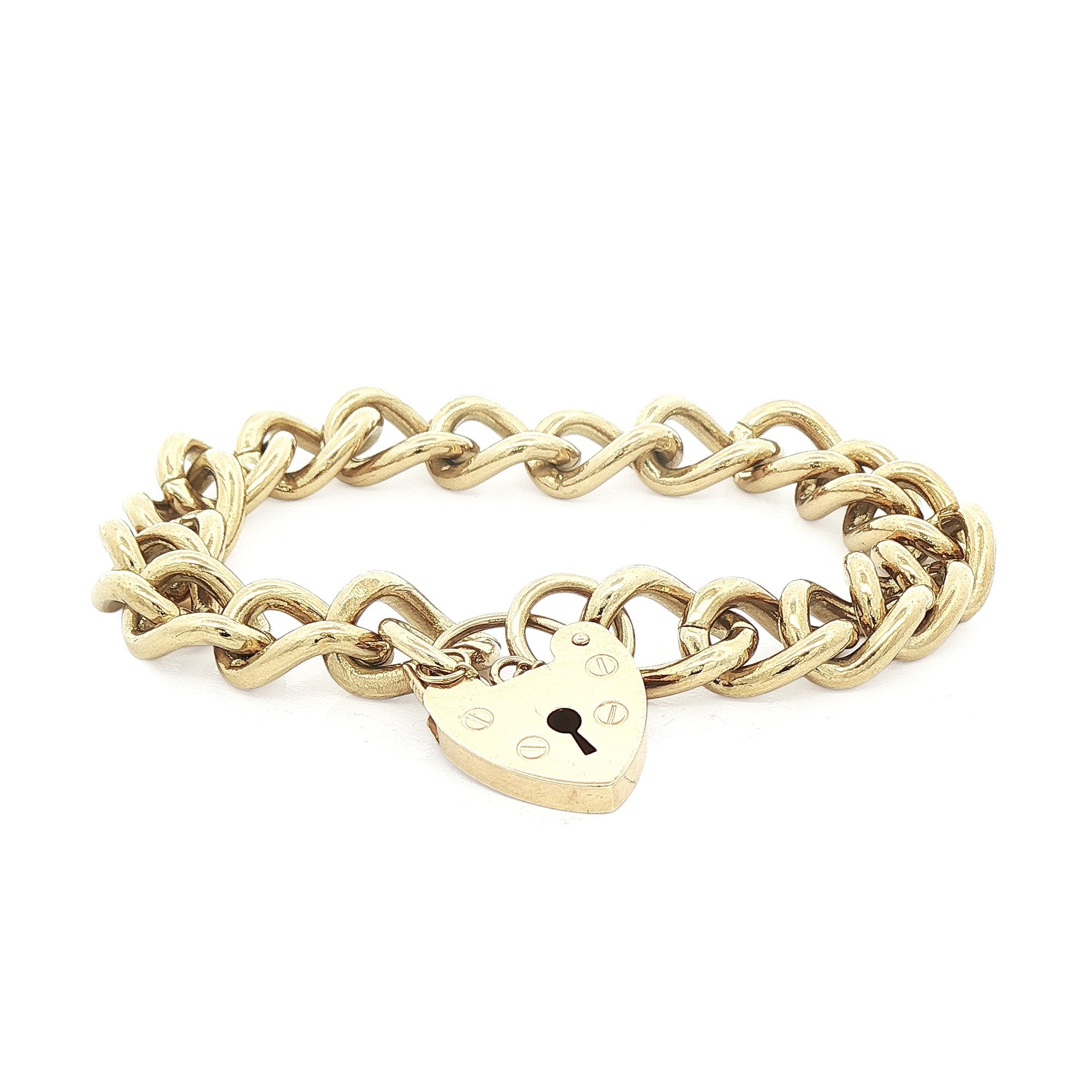 9ct Yellow Gold 33.4g Open Curb Bracelet with Padlock