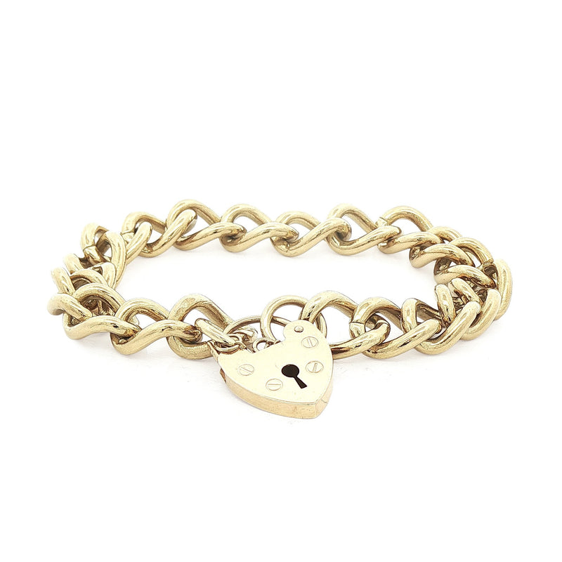 9ct Yellow Gold 33.4g Open Curb Bracelet with Padlock