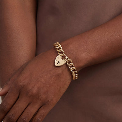 9ct Yellow Gold 33.4g Open Curb Bracelet with Padlock