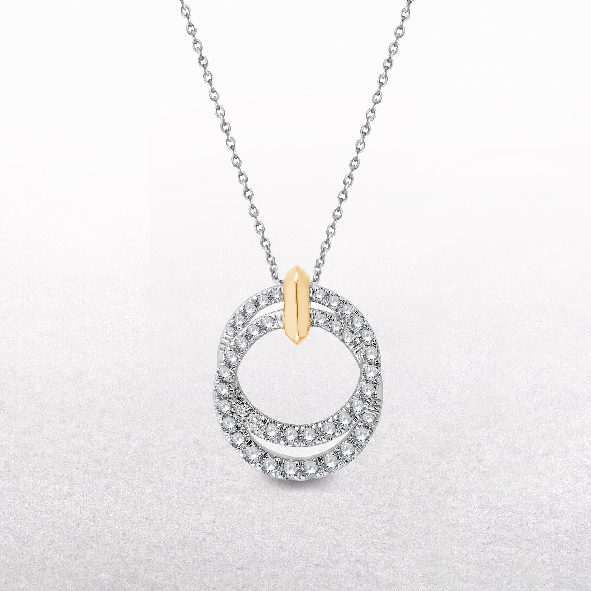 9ct Yellow Gold .35ct Double Diamond Set Circle Pendant