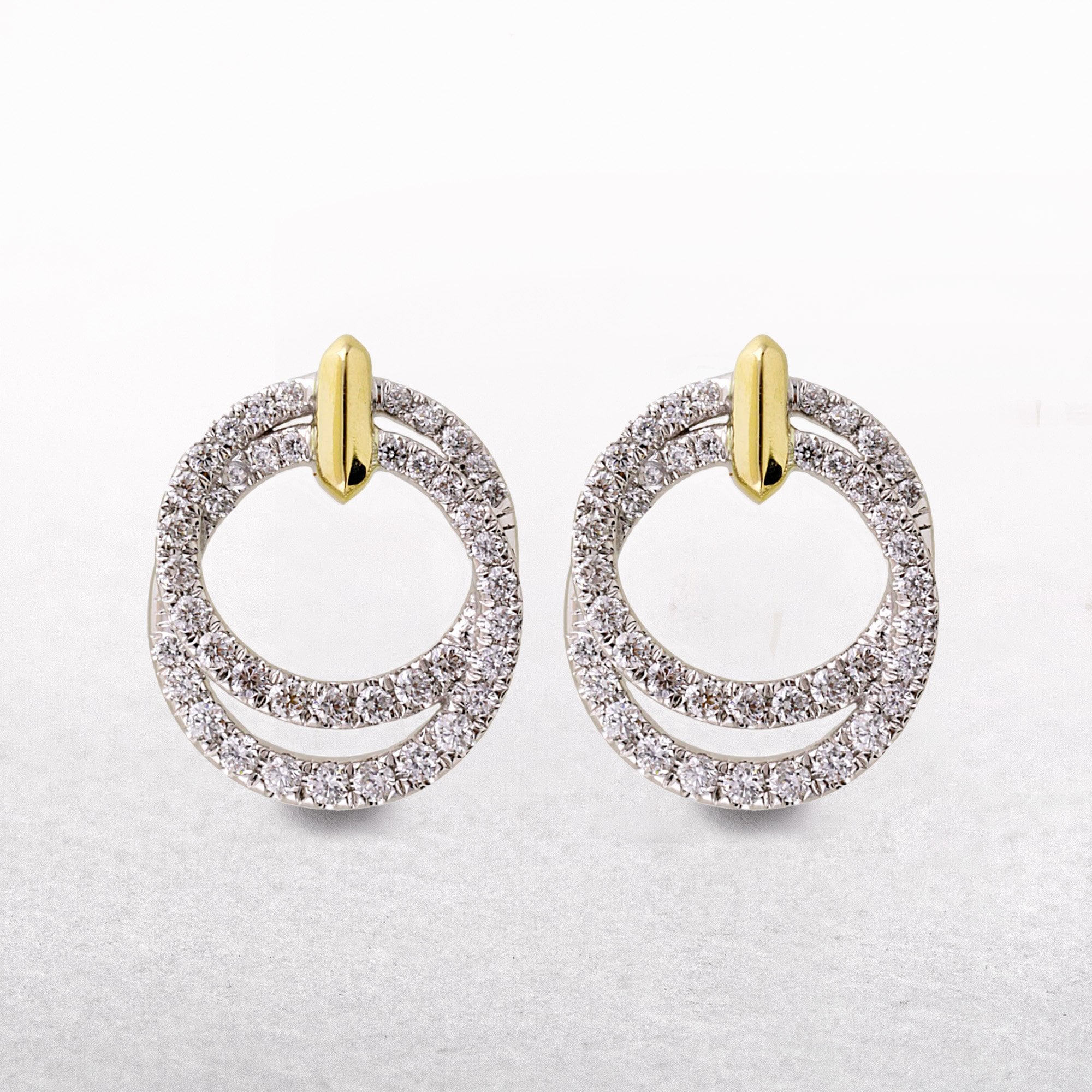 9ct Yellow Gold Double Diamond Circle Earrings