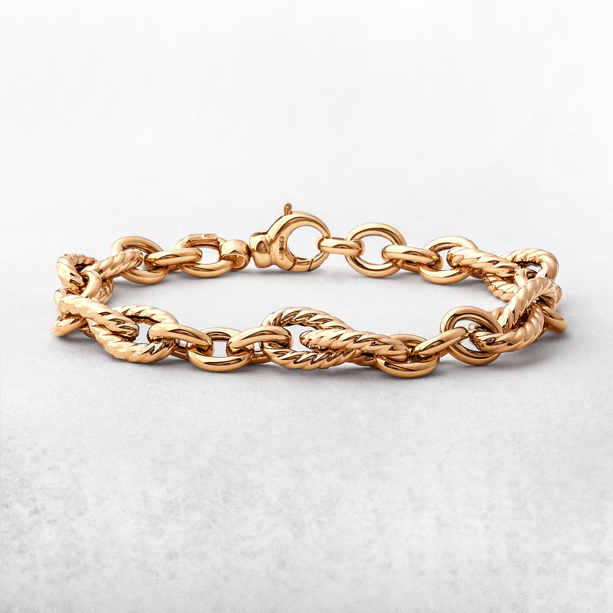 9ct Yellow Gold Fancy & Plain Oval Link Bracelet